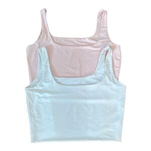 Women's Pink, White Cropped Tank Tops set of 2, Large